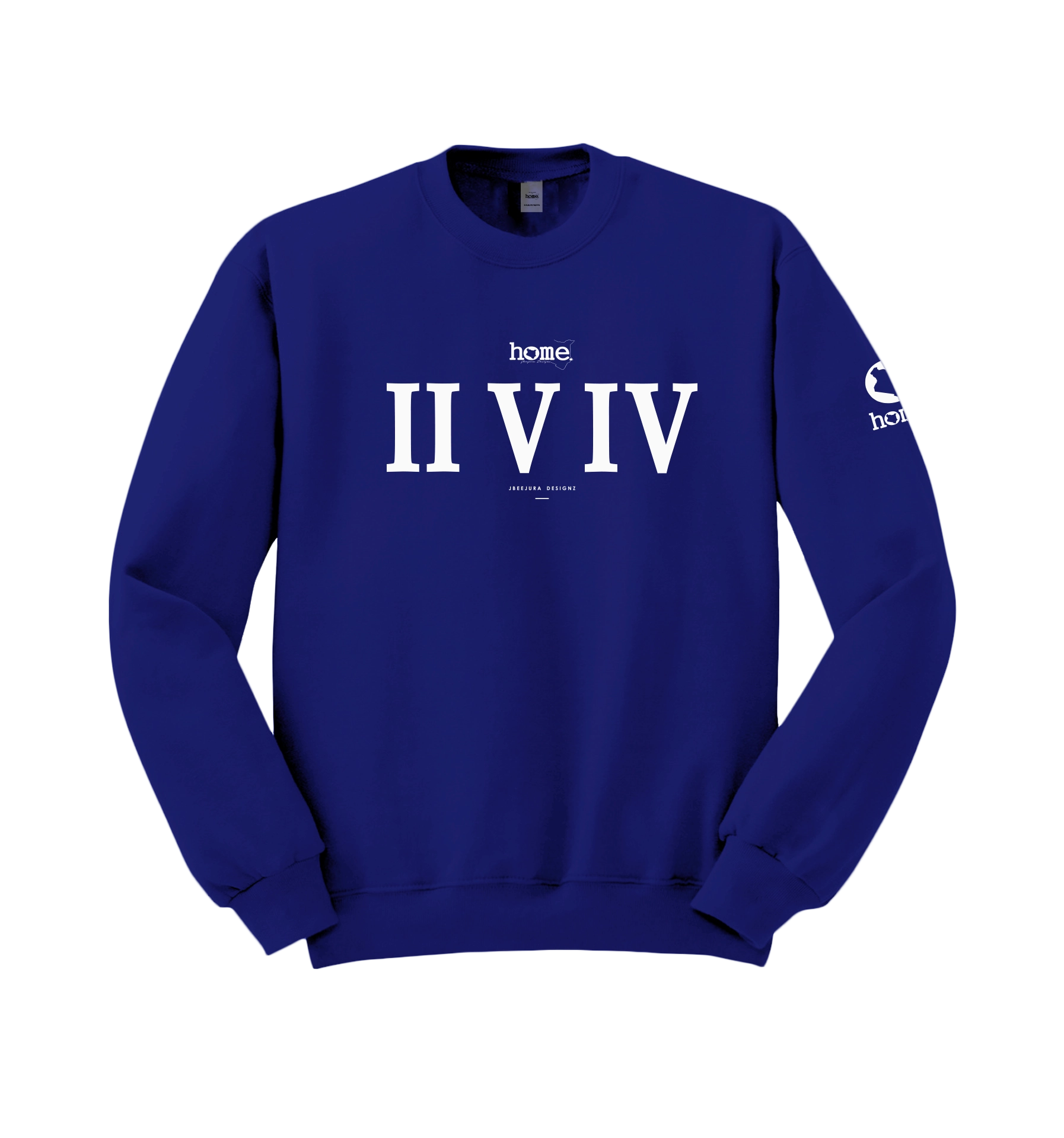 home_254 ROYAL BLUE SWEATSHIRT (HEAVY FABRIC) WITH A WHITE ROMAN NUMERALS PRINT