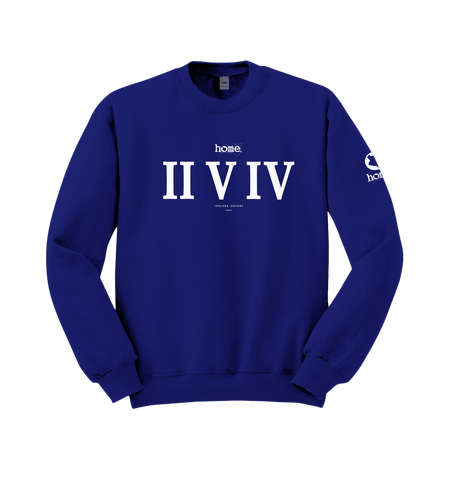 home_254 ROYAL BLUE SWEATSHIRT (HEAVY FABRIC) WITH A WHITE ROMAN NUMERALS PRINT