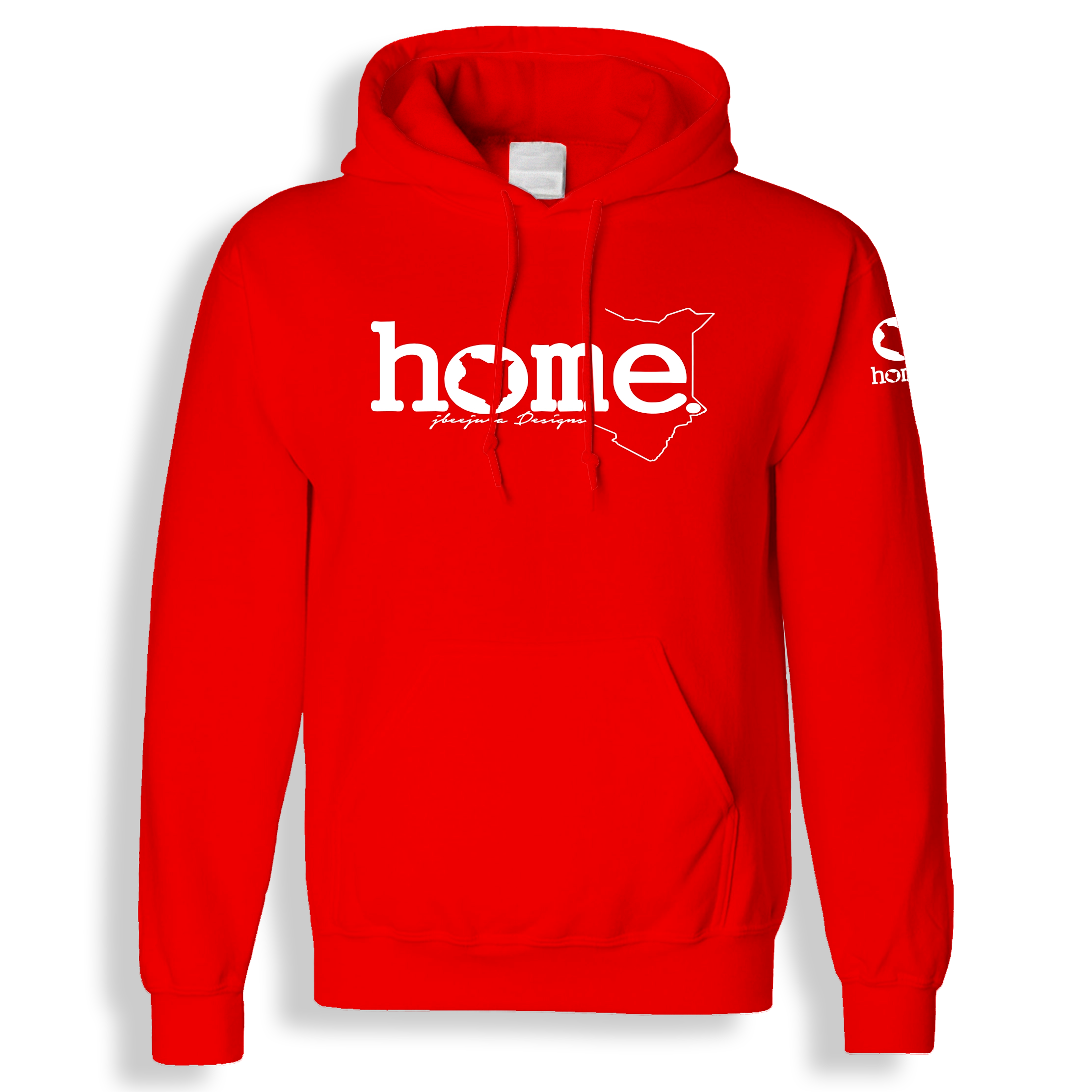 home_254 BLOOD ORANGE HOODIE WITH A WHITE CLASSIC WORDS PRINT 