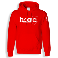 home_254 BLOOD ORANGE HOODIE WITH A WHITE CLASSIC WORDS PRINT 
