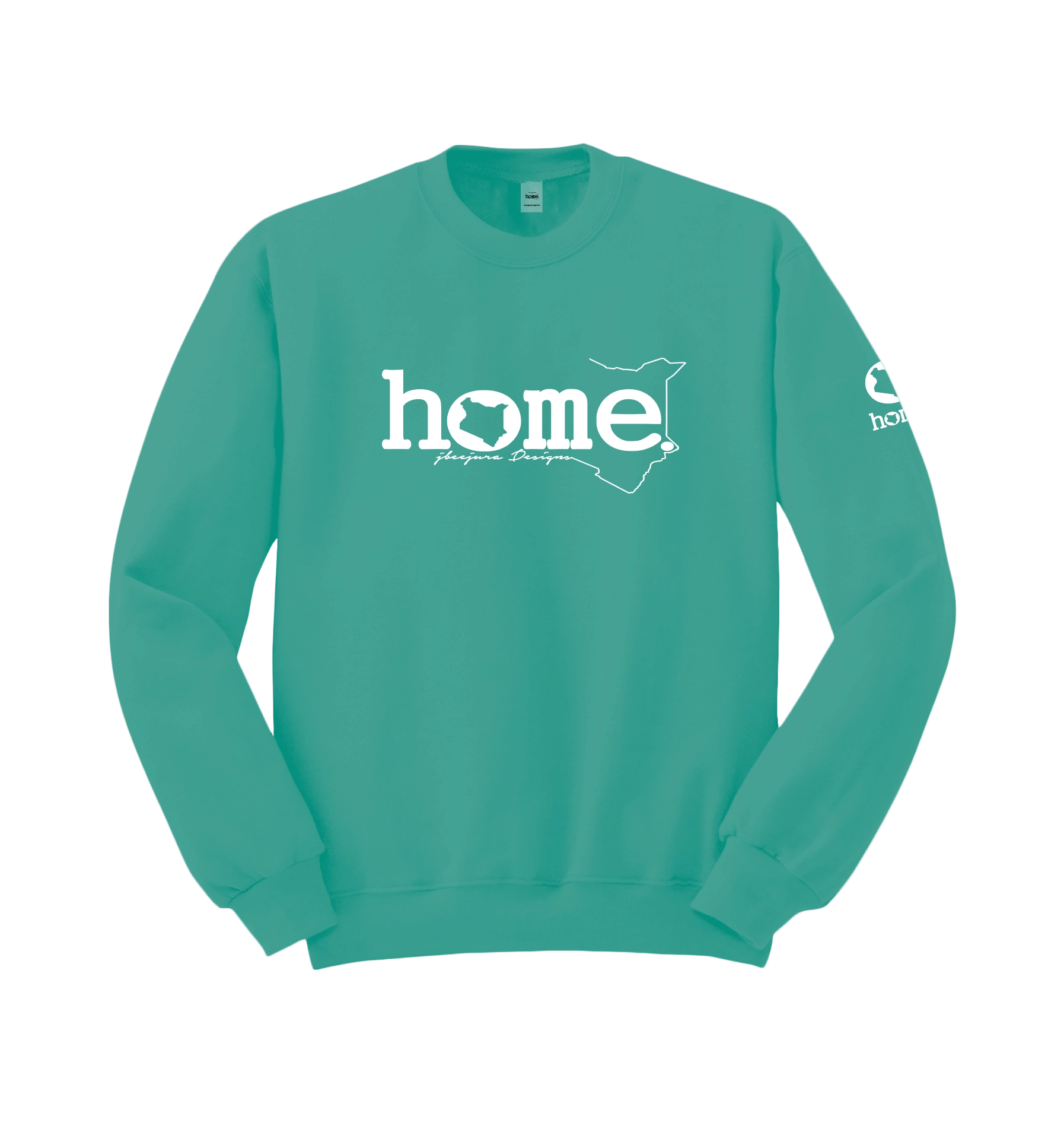 home_254 DEEP TURQUOISE SWEATSHIRT WITH A WHITE WORDS  PRINT