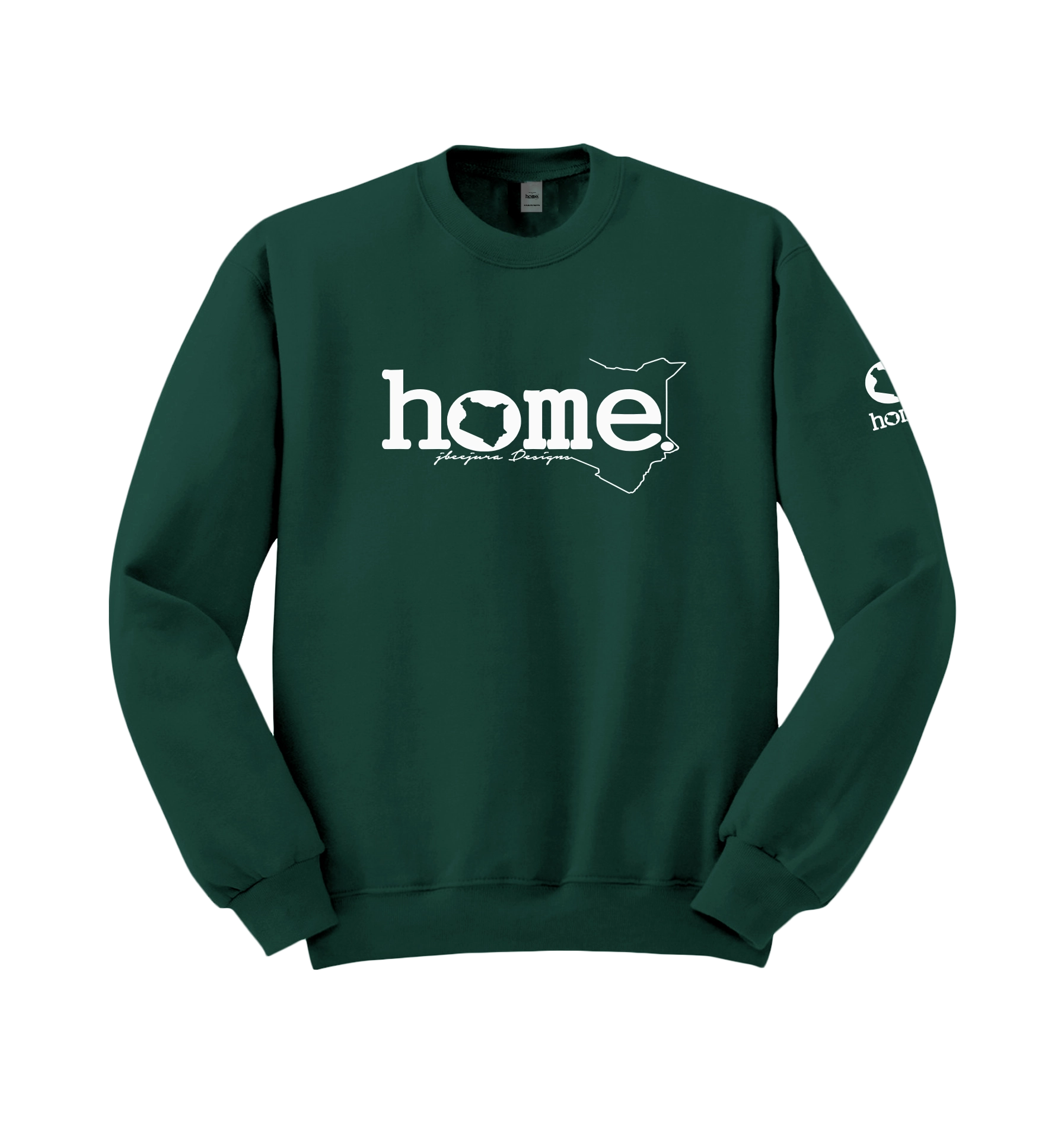 home_254 HUNTER GREEN SWEATSHIRT (NUVETRA™ HEAVY) WITH A WHITE CLASSIC WORDS PRINT