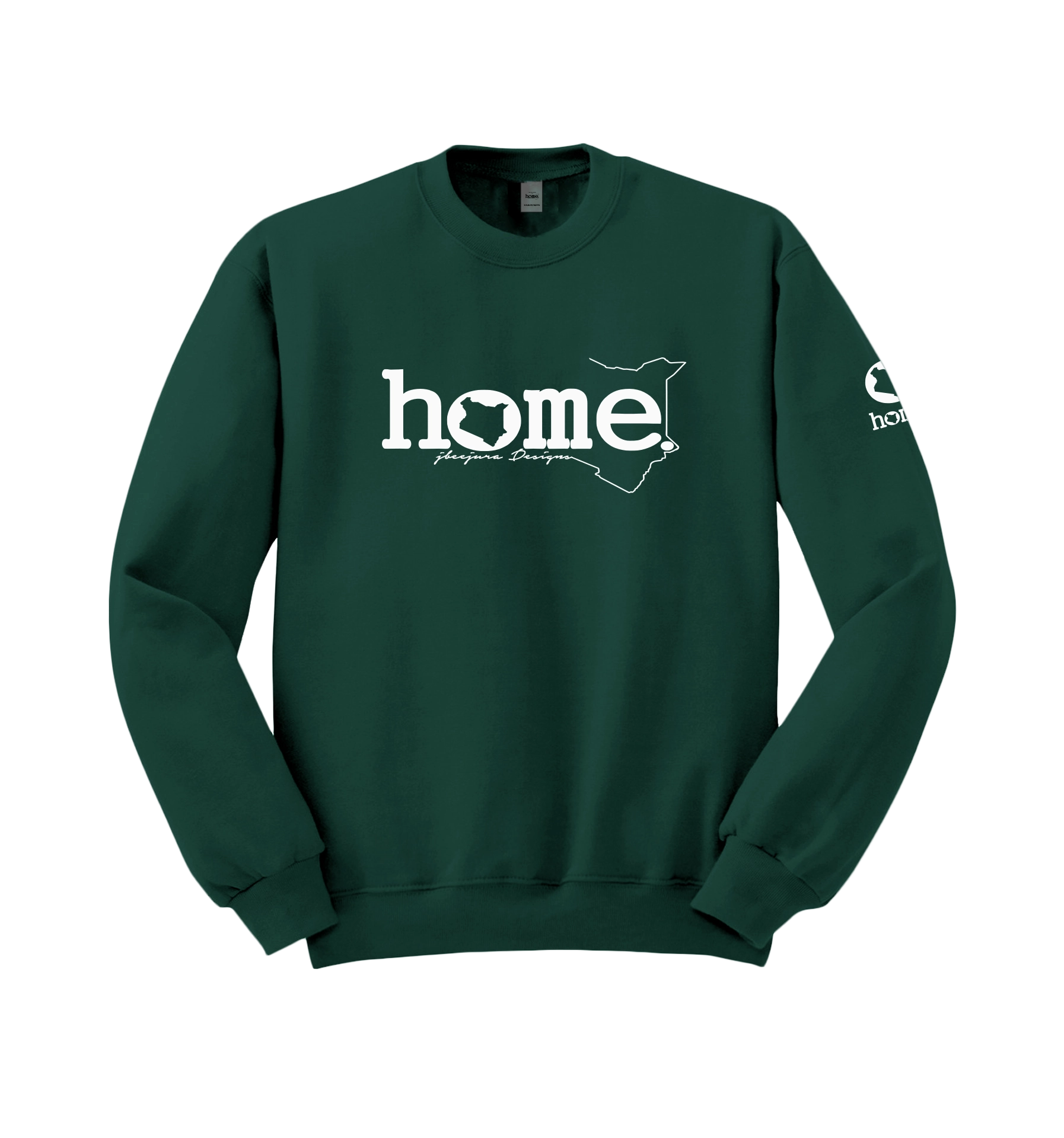 home_254 HUNTER GREEN SWEATSHIRT (MID-HEAVY FABRIC) WITH A WHITE WORDS PRINT