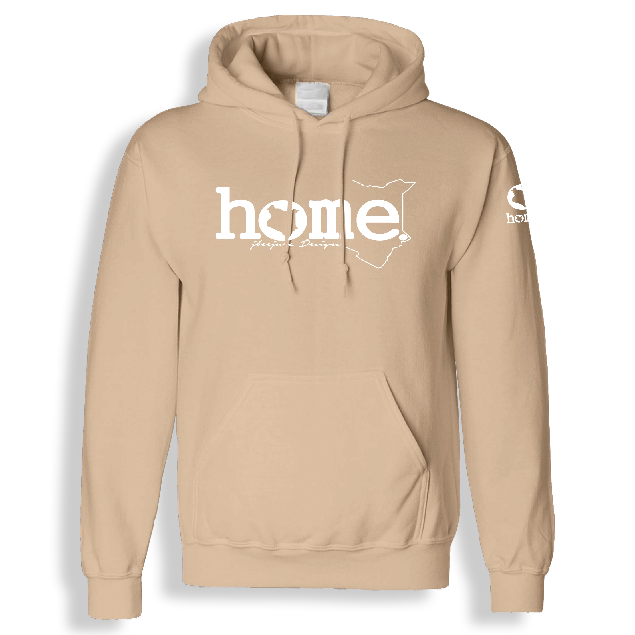 home_254 LIGHT BROWN HOODIE (HEAVY FABRIC) WITH A WHITE WORDS PRINT