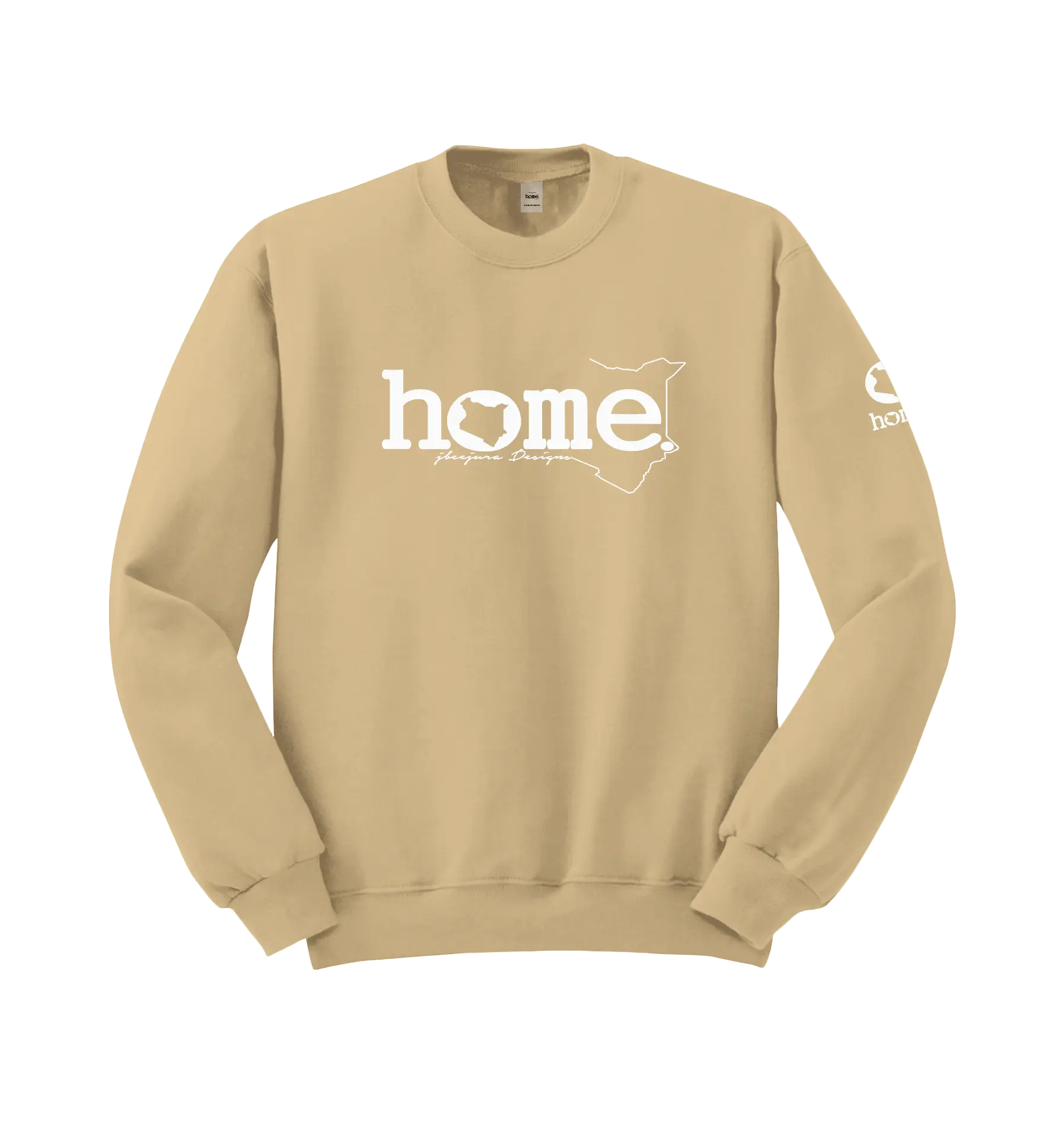 home_254 LIGHT BROWN SWEATSHIRT (MID-HEAVY FABRIC) WITH A WHITE CLASSIC WORDS PRINT