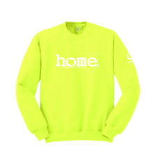 home_254 LIME GREEN SWEATSHIRT (HEAVY FABRIC) WITH A WHITE WORDS PRINT