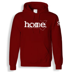 home_254 MAROON RED HOODIE (MID-HEAVY FABRIC) WITH A WHITE WORDS PRINT