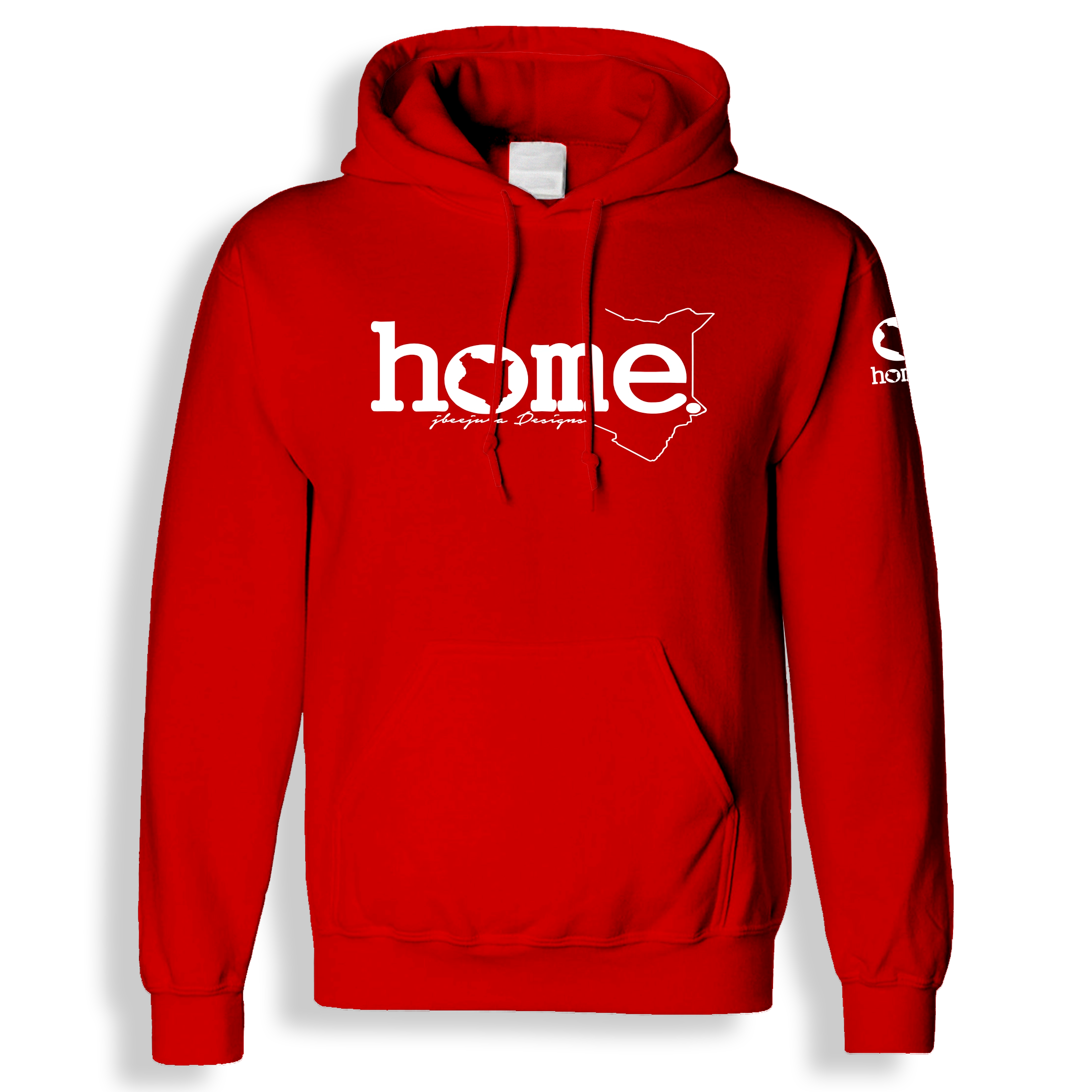 home_254 RED HOODIE (HEAVY FABRIC) WITH A WHITE WORDS PRINT