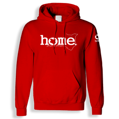 home_254 RED HOODIE (HEAVY FABRIC) WITH A WHITE WORDS PRINT