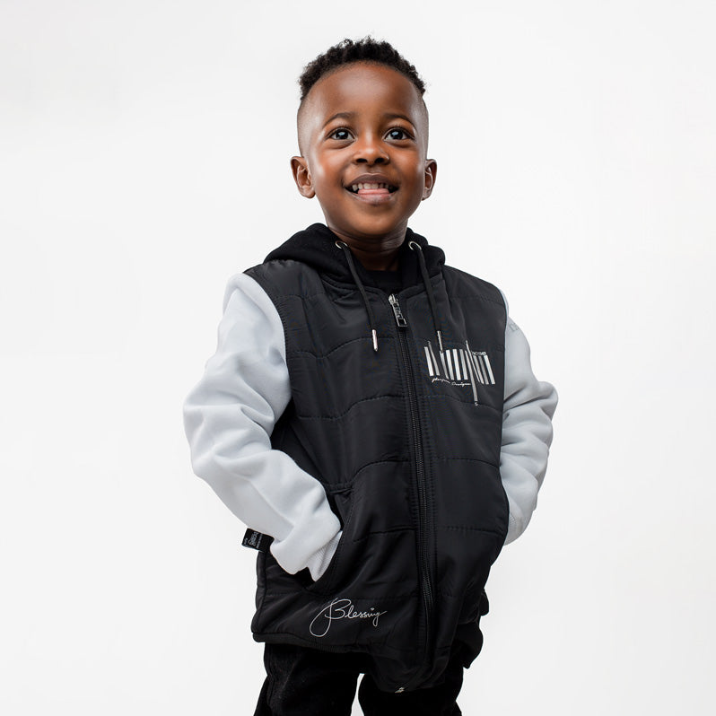 Kids Blessing Jacket - Black Body & White Arms