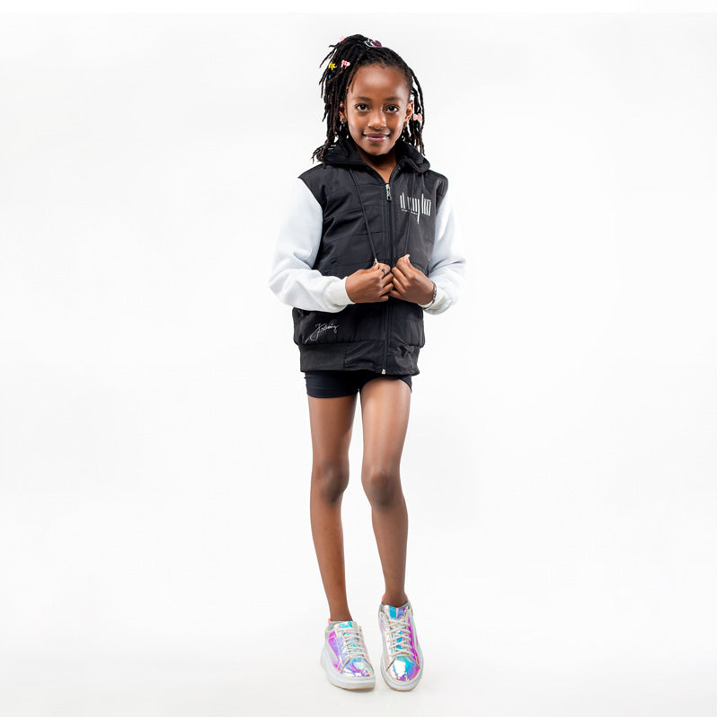 Kids Blessing Jacket - Black Body & White Arms