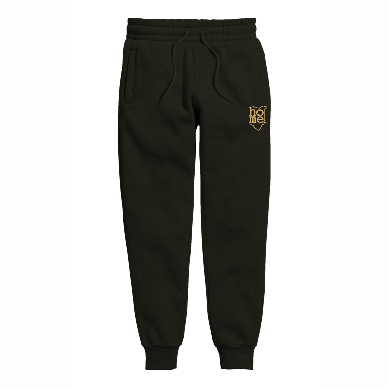 home_254 KIDS SWEATPANTS PICTURE FOR BLACK HEAVY FABRIC GOLD CLASSIC PRINT