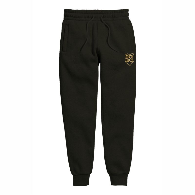 home_254 KIDS SWEATPANTS PICTURE FOR BLACK MID-HEAVY FABRIC GOLD CLASSIC PRINT