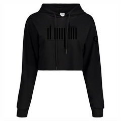 JBEEJURA DESINGZ | home_254 Black Cropped Hoodie (mid heavy fabric) with a black  bars logo