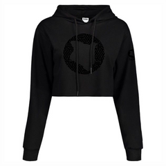 JBEEJURA DESINGZ | home_254 Black Cropped Hoodie (mid heavy fabric) with a black map logo