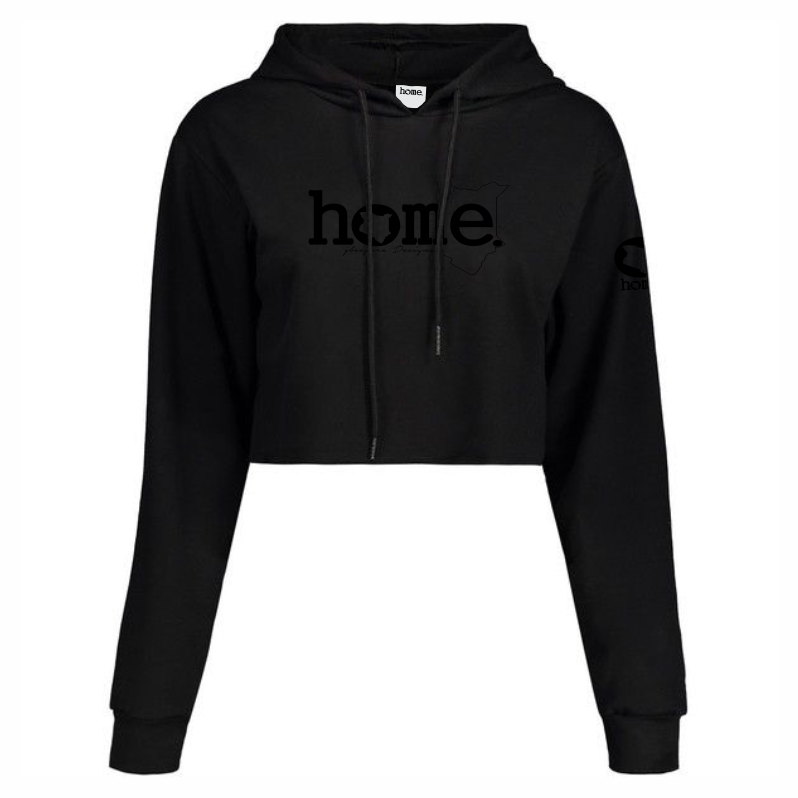 JBEEJURA DESINGZ | home_254 Black Cropped Hoodie with a Black classic words  logo