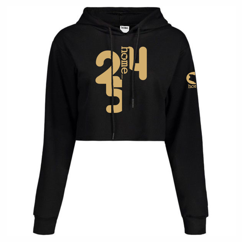 JBEEJURA DESINGZ | home_254 Black Cropped Hoodie with Gold the 254 logo