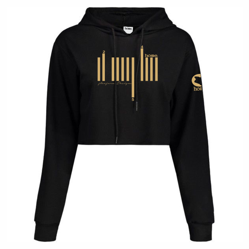 Cropped Hoodie Black Heavy Fabric
