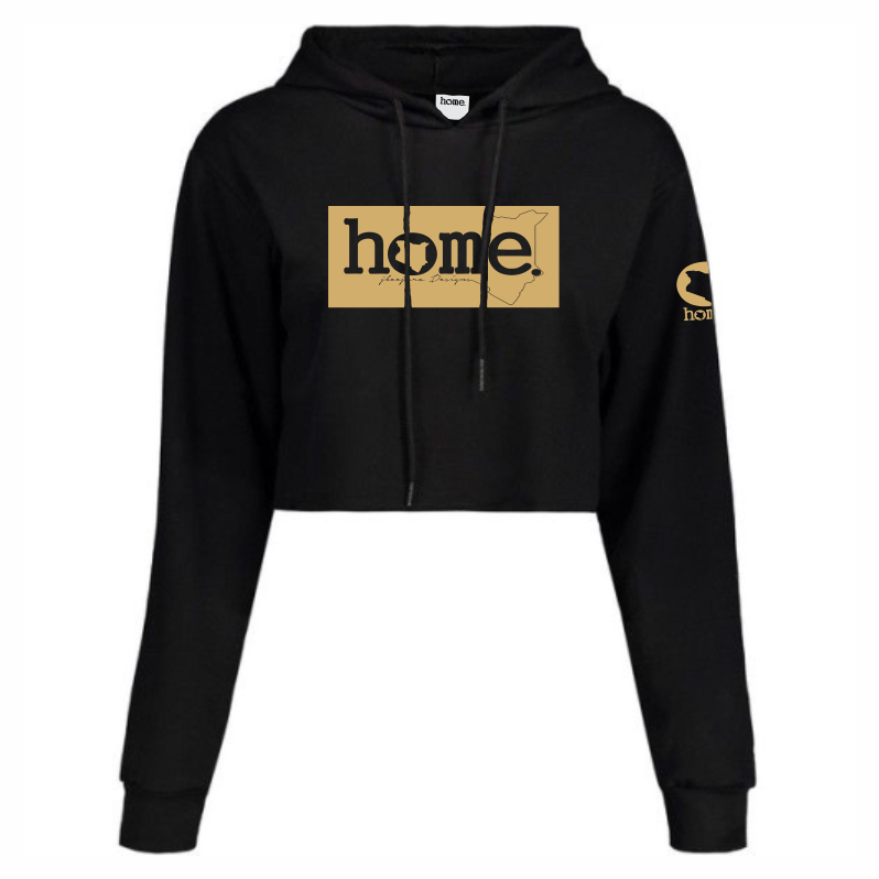 JBEEJURA DESINGZ | home_254 Black Cropped Hoodie (mid heavy fabric) with a Gold classic logo
