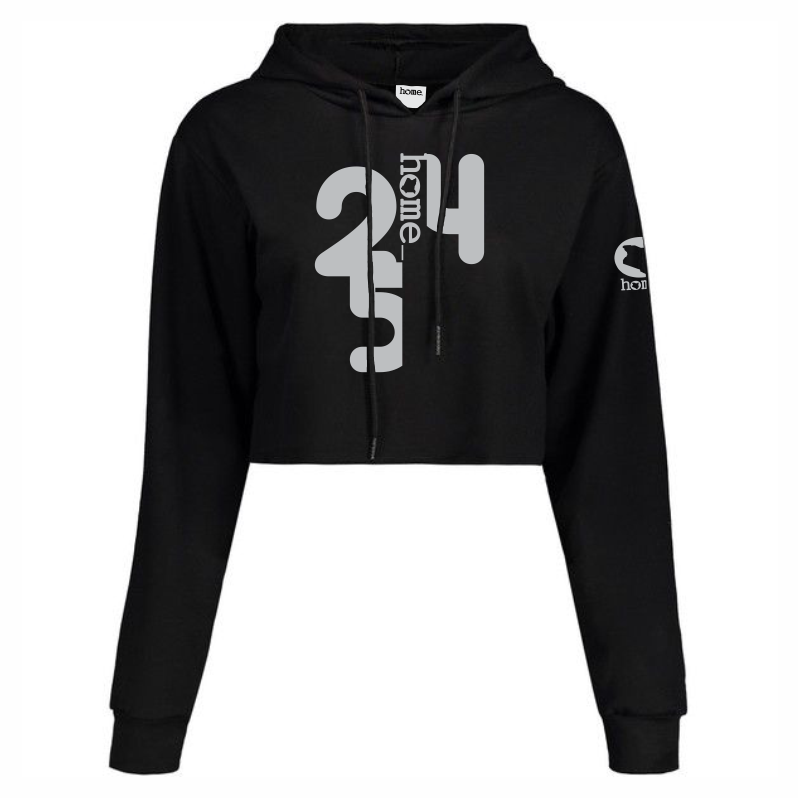 JBEEJURA DESINGZ | home_254 Black Cropped Hoodie with a silver the 254 logo