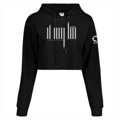 JBEEJURA DESINGZ | home_254 Black Cropped Hoodie with a silver bars logo