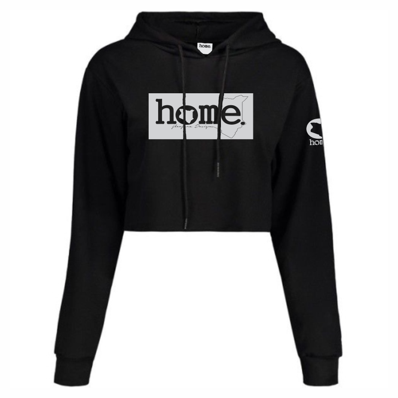 JBEEJURA DESINGZ | home_254 Black Cropped Hoodie with a silver classic logo