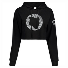 JBEEJURA DESINGZ | home_254 Black Cropped Hoodie with a White Map logo