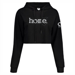 JBEEJURA DESINGZ | home_254 Black Cropped Hoodie with a Silver classic words logo