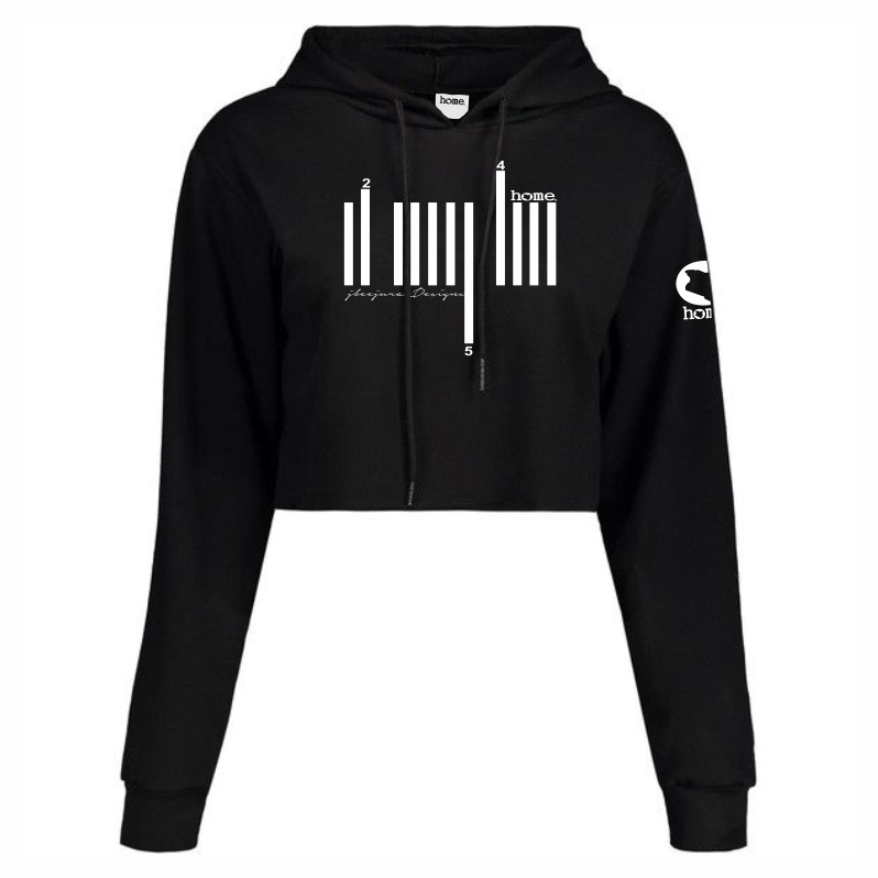 JBEEJURA DESINGZ | home_254 Black Cropped Hoodie (mid heavy fabric) with a white bars logo