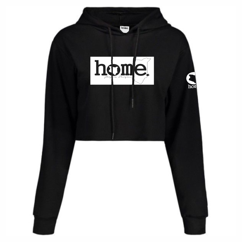 JBEEJURA DESINGZ | home_254 Black Cropped Hoodie (mid heavy fabric) with a white classic logo