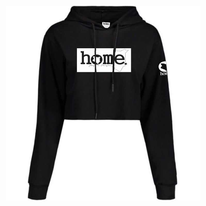 JBEEJURA DESINGZ | home_254 Black Cropped Hoodie with a white classic logo