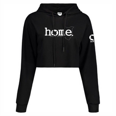 JBEEJURA DESINGZ | home_254 Black Cropped Hoodie with a white classic words logo