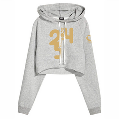 JBEEJURA DESINGZ | home_254  light grey Cropped Hoodie-mid heavy with gold the 254 logo