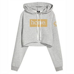JBEEJURA DESINGZ | home_254  light grey Cropped Hoodie-mid heavy with gold classic logo