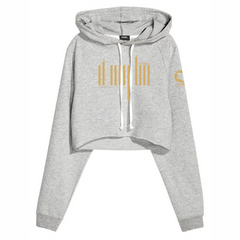 JBEEJURA DESINGZ | home_254  light grey Cropped Hoodie-mid heavy with gold bars logo
