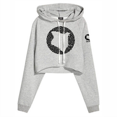 JBEEJURA DESINGZ | home_254  light grey Cropped Hoodie-mid heavy with black map logo