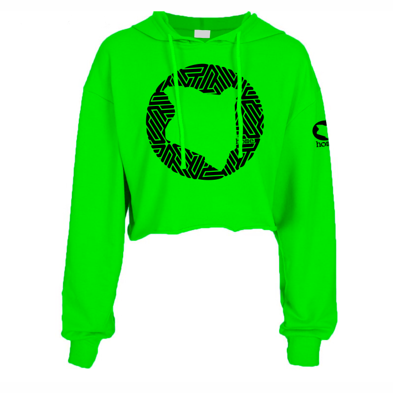 Cropped Hoodie Lime Green Heavy Fabric