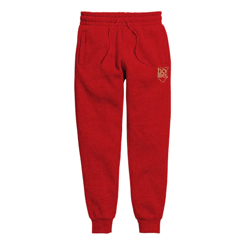 home_254 KIDS SWEATPANTS PICTURE FOR RED IN MID-HEAVY FABRIC WITH GOLD CLASSIC PRINT