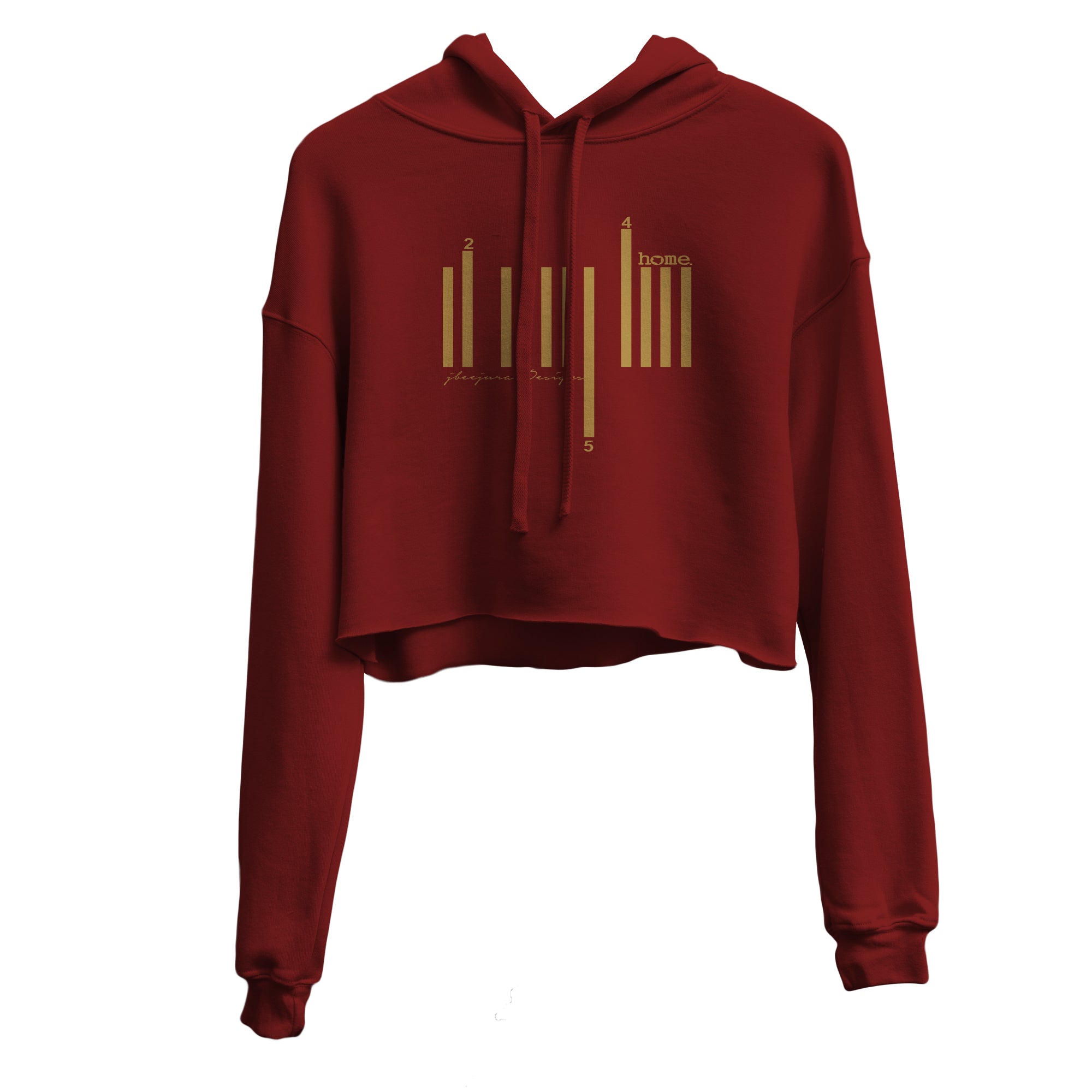 JBEEJURA DESINGZ | home_254 Burgundy Cropped Hoodie (heavy fabric) with a gold bars logo