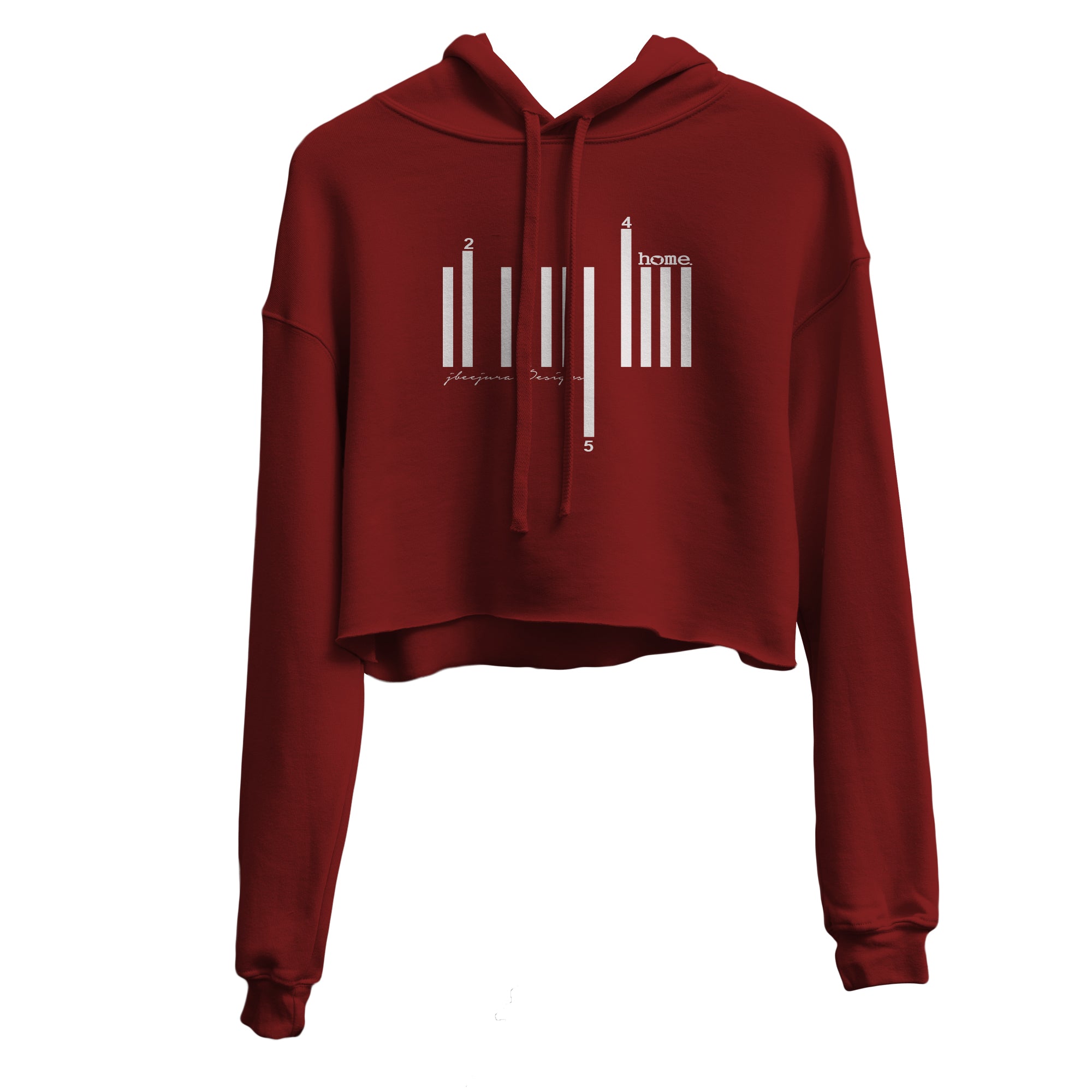 JBEEJURA DESINGZ | home_254 burgundy Cropped Hoodie (mid heavy fabric) with a white bars logo