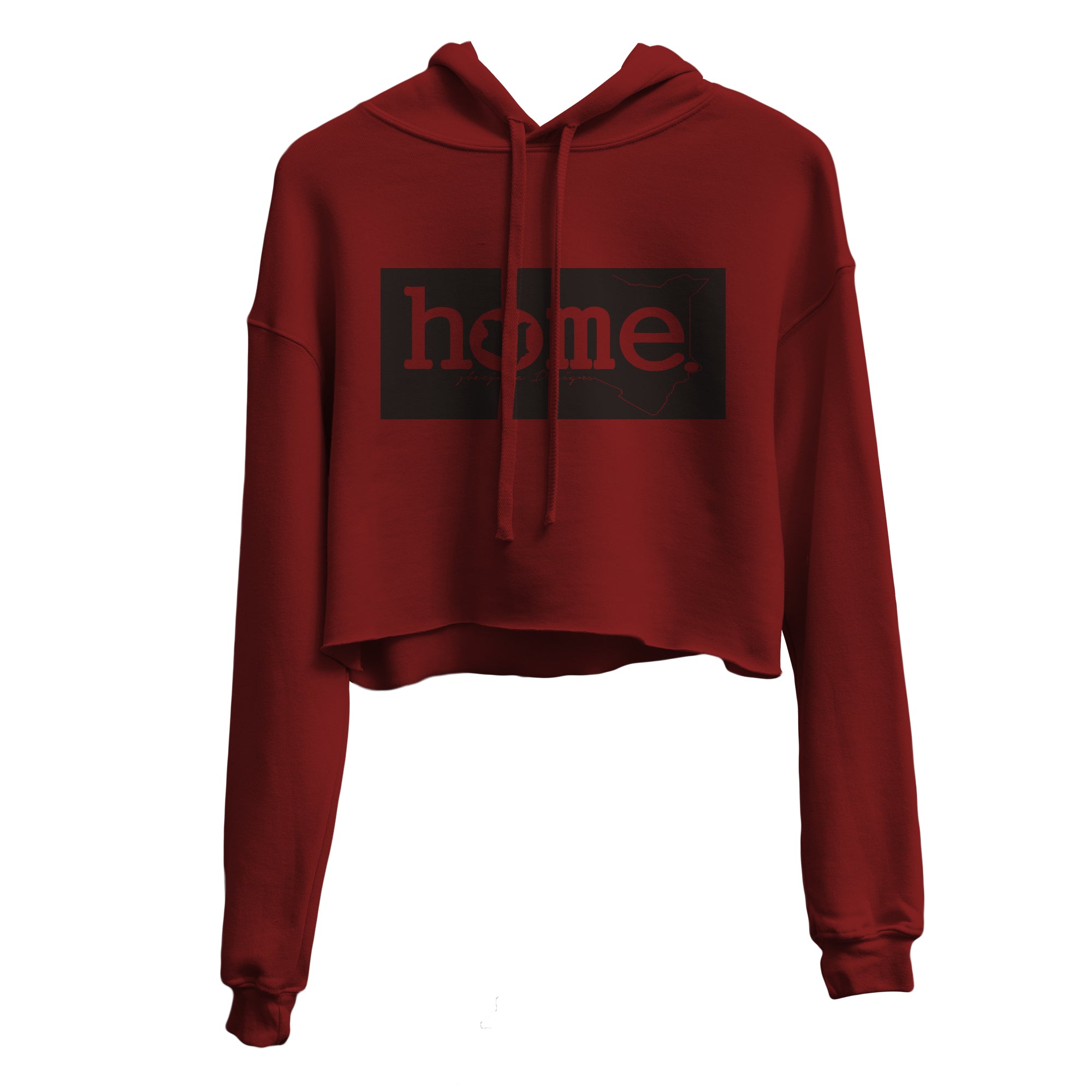 JBEEJURA DESINGZ | home_254 burgundy Cropped Hoodie (mid heavy fabric) with a black classiclogo
