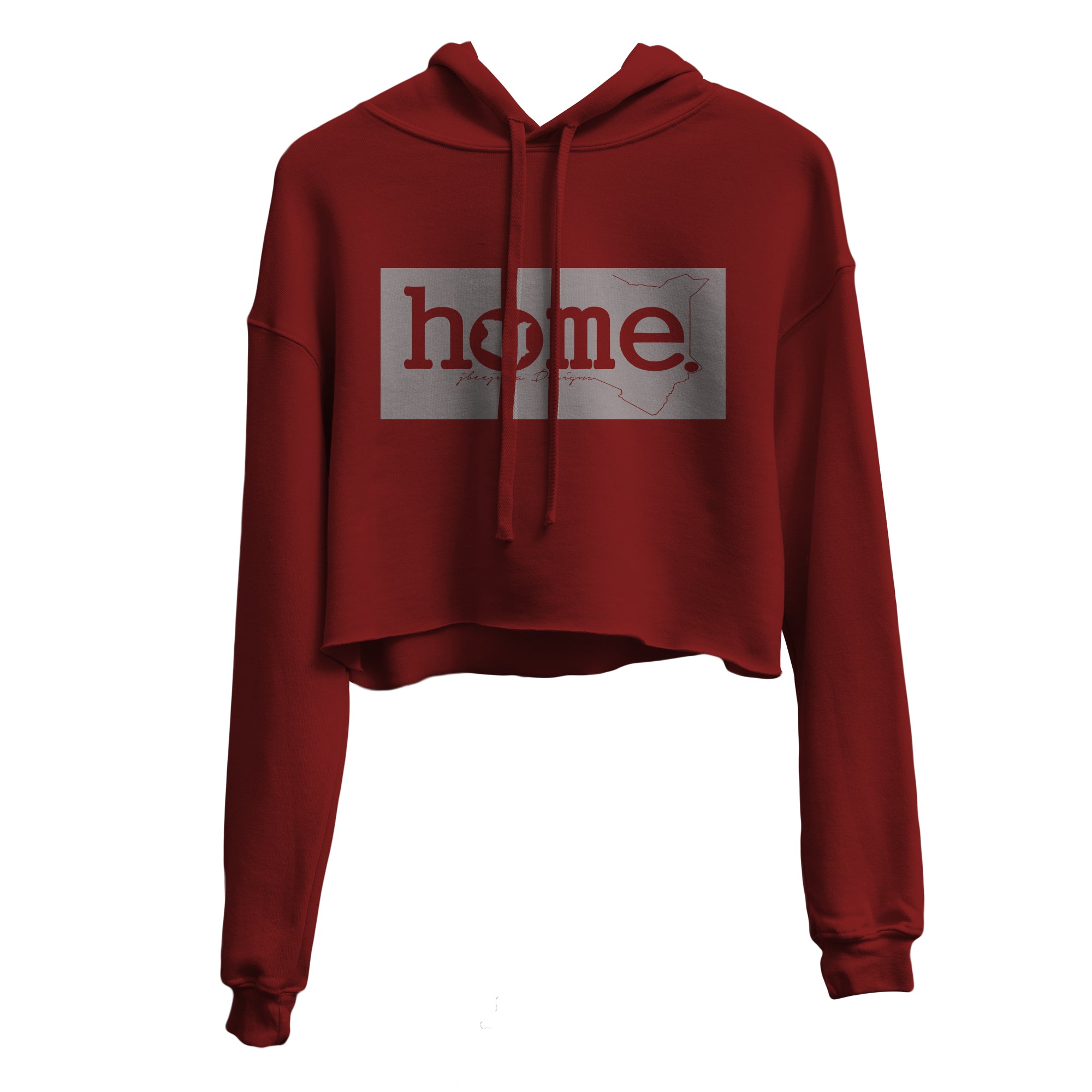 JBEEJURA DESINGZ | home_254 Burgundy Cropped Hoodie (heavy fabric) with a silver classic logo