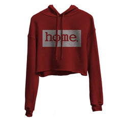 JBEEJURA DESINGZ | home_254 burgundy Cropped Hoodie (mid heavy fabric) with a silver classic logo