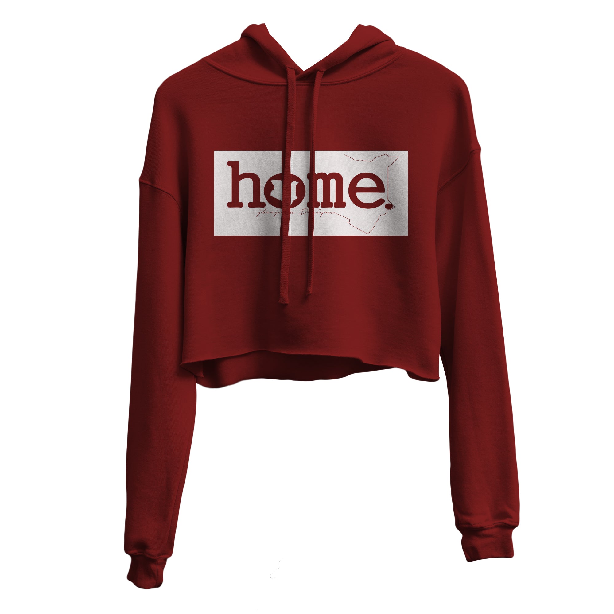 JBEEJURA DESINGZ | home_254 Burgundy Cropped Hoodie (heavy fabric) with a white classic logo