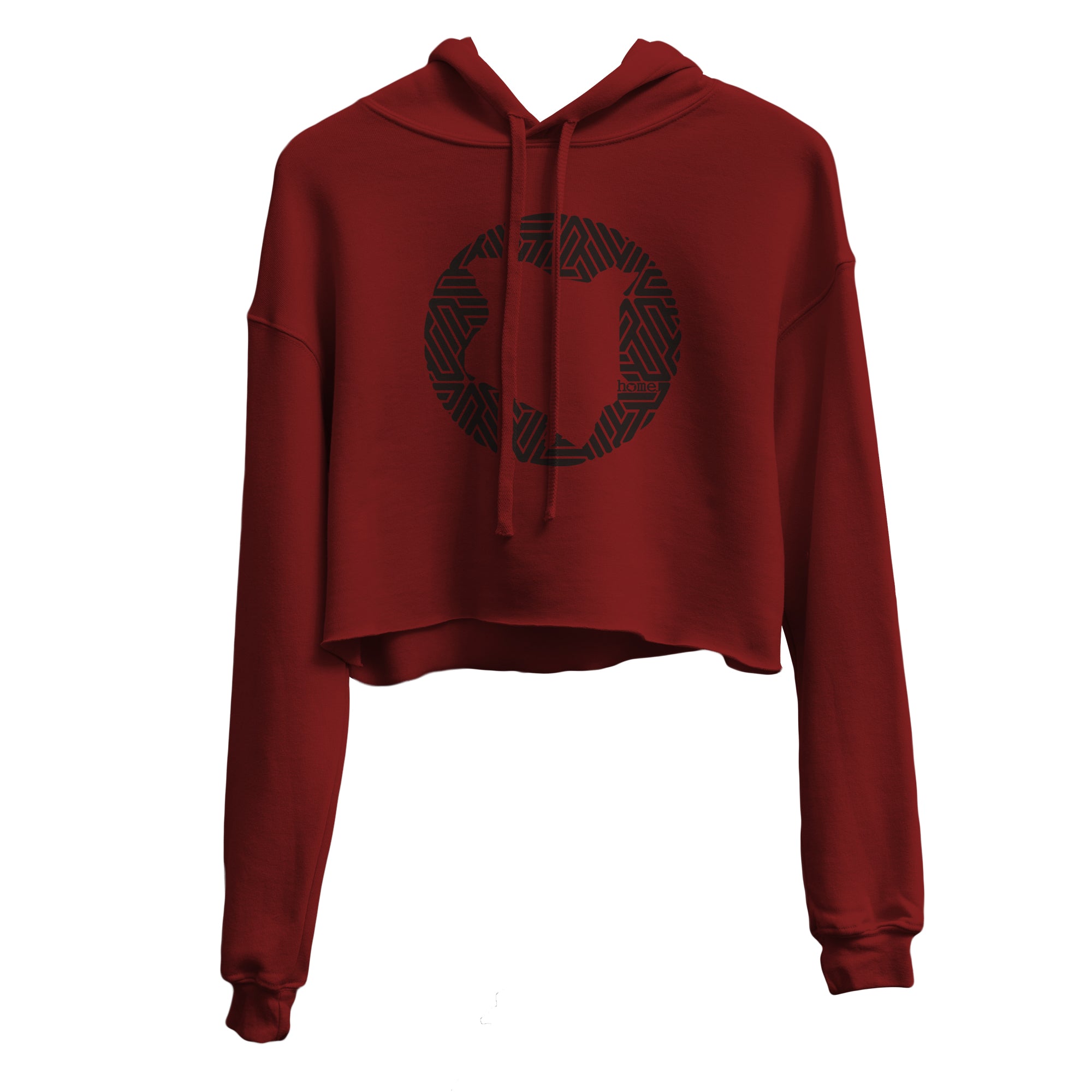 JBEEJURA DESINGZ | home_254 Burgundy Cropped Hoodie (heavy fabric) with a black map logo