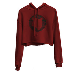 JBEEJURA DESINGZ | home_254 burgundy Cropped Hoodie (mid heavy fabric) with a black map logo