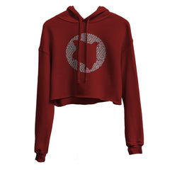 JBEEJURA DESINGZ | home_254 burgundy Cropped Hoodie (mid heavy fabric) with a silver map logo