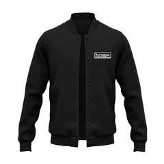 JBEEJURA DESIGNZ | home_254 Black College Jacket with a silver logo