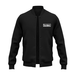 JBEEJURA DESIGNZ | home_254 Black College Jacket with a white logo