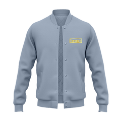 JBEEJURA DESIGNZ | home_254 Light Grey College Jacket with a gold logo